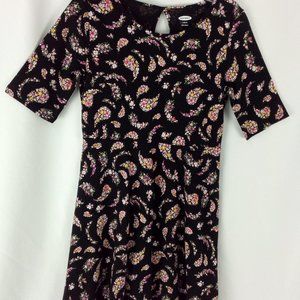 Old Navy Girl's Blk Flowery Cotton Dress SZ XS 5